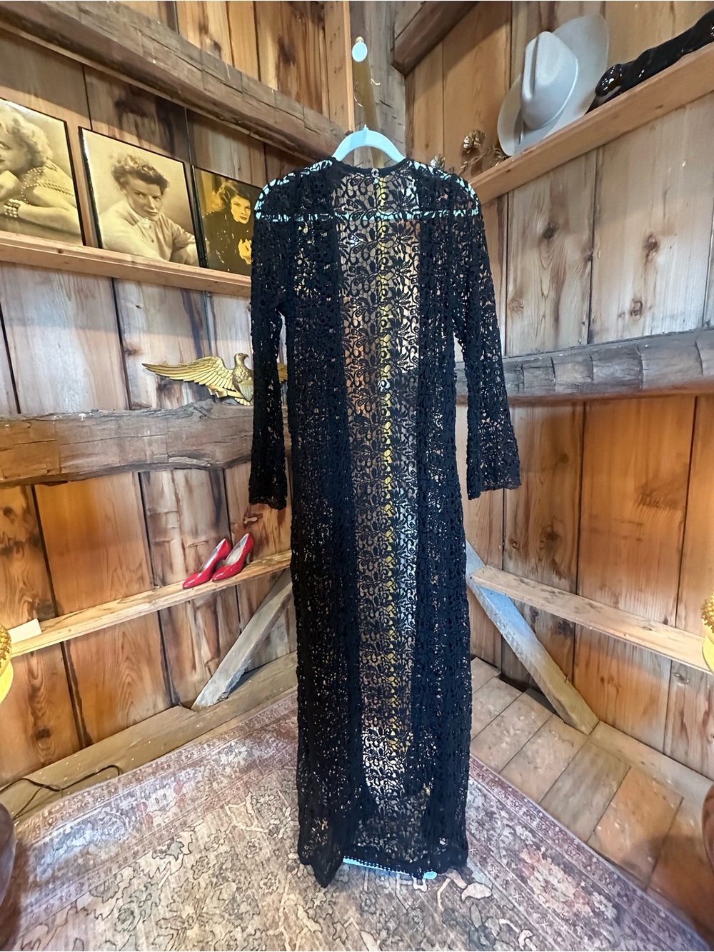 OndadeMar Black Long Sleeve Lace Maxi Dress